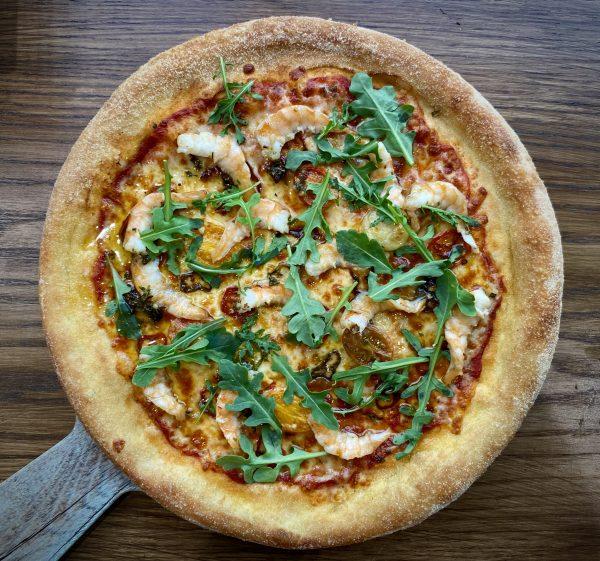 Chef's Special: Garlic King Prawn, Chilli, Confit Tomato & Fresh Rocket